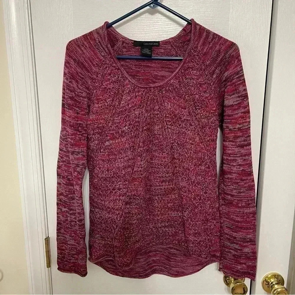 Calvin Klein Jeans Pink Marled Sweater Long Sleeve Women's Size Small - Picture 7 of 11